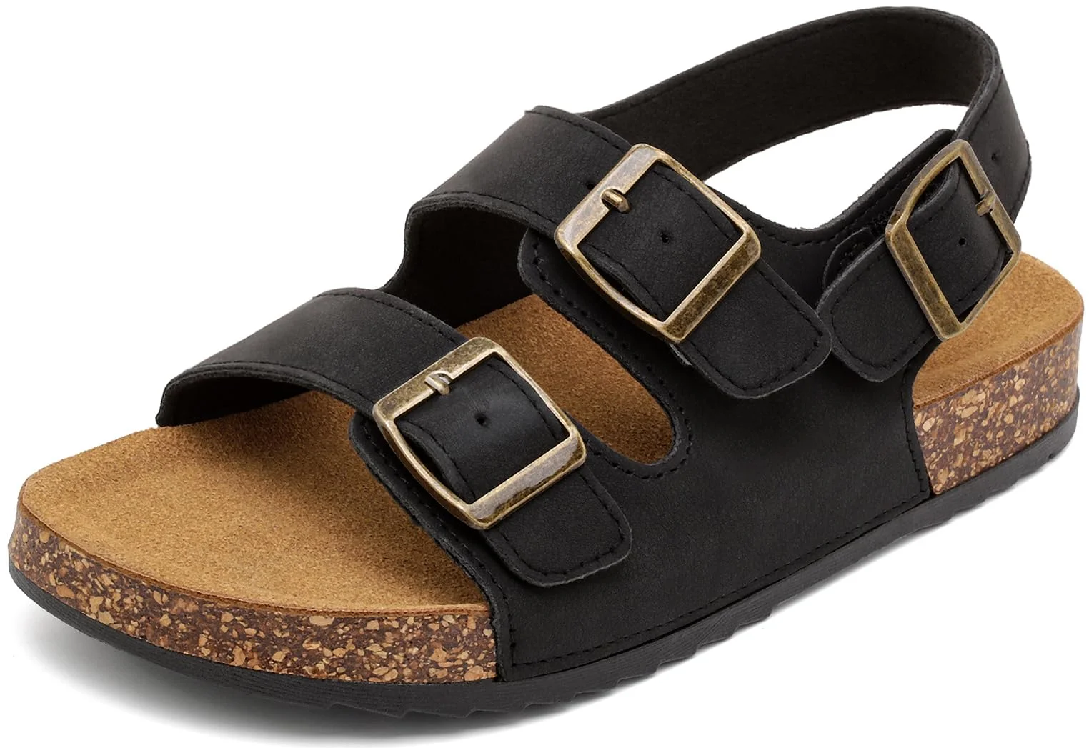 Pantoletten Sandalen Damen Mit Kork Fußbett Anti-Rutsch Sommer Schlappen Sandalens Herren Mit Verstellbaren Riemen, Rutschfest Gummisohle Schaum Hausschuhe Schnalle Bequeme Sandaletten Trekking