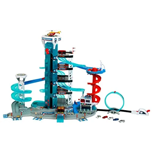 Theo Klein 2820 Bosch Car Service - Mega Universe, Parkhaus mit Licht und Sound, Aufzug, Looping und Spurwechselabfahrt, Inkl. Fahrzeuge, Für Kinder ab 3 Jahren