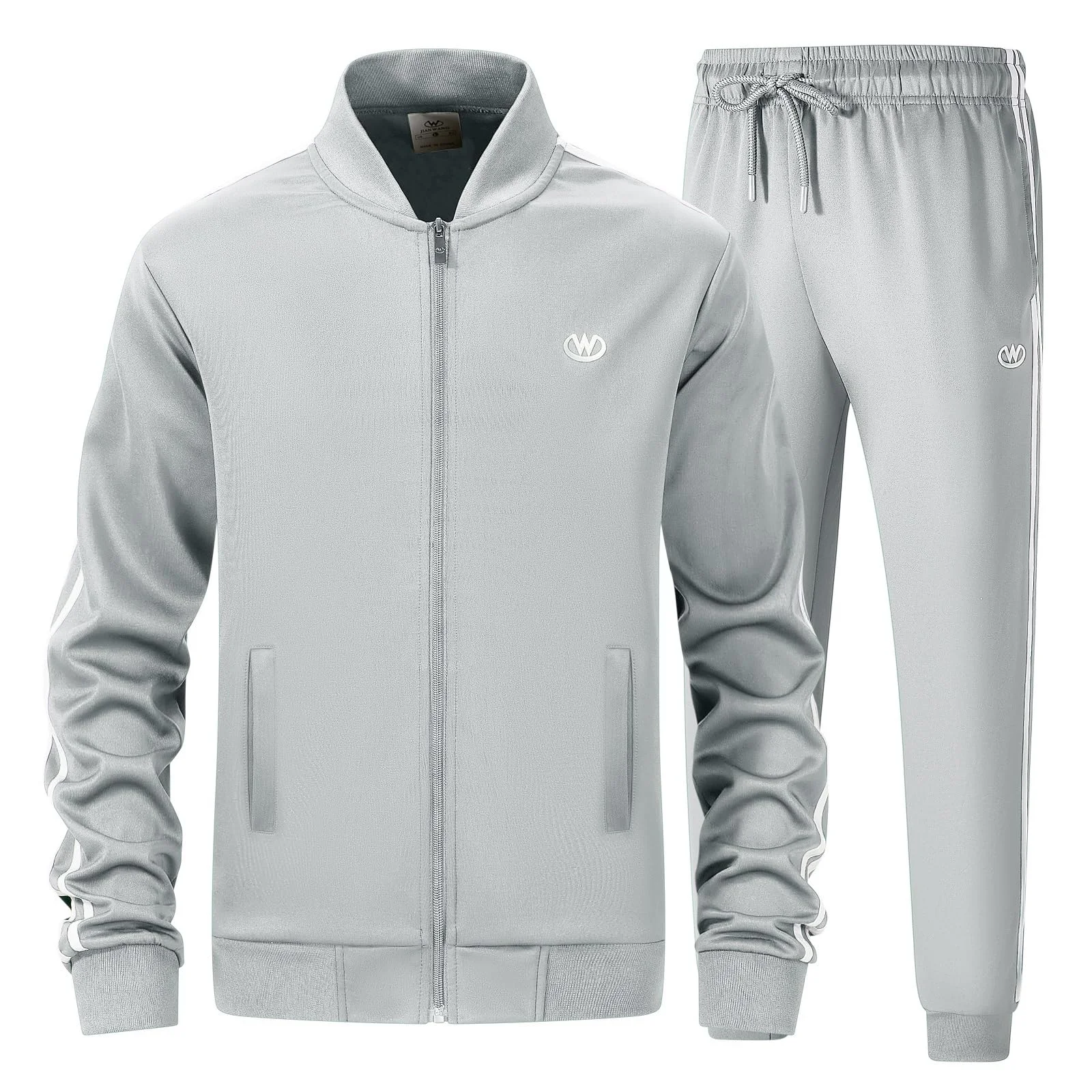 wiebdncj Herren Trainingsanzug Langarm 2-teilig Jogginganzug | Jacke und Hose mit Reißverschluss und Taschen; atmungsaktiv und bequem; perfekt für Sport, Training, Loungewear und Alltag
