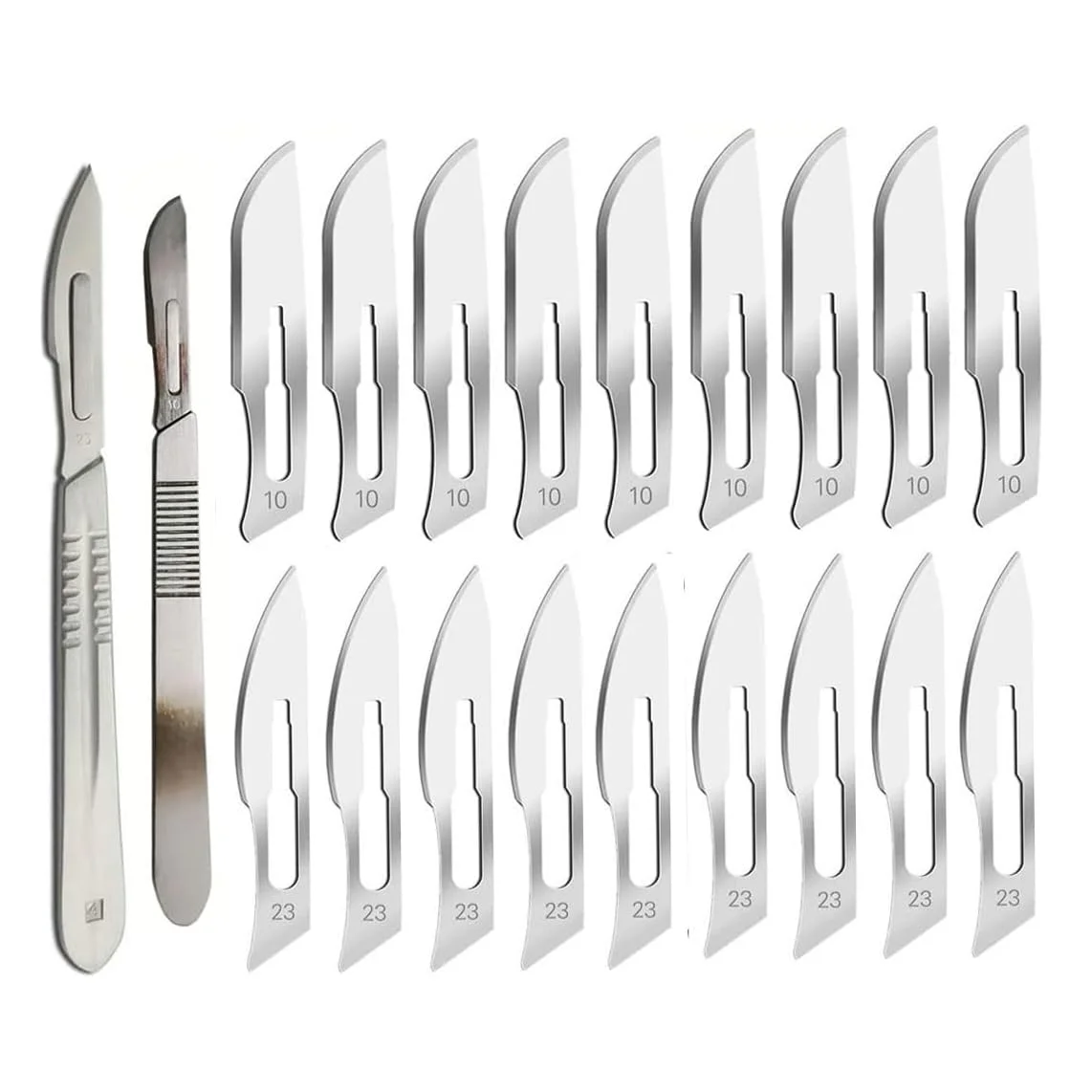 Modelcraft Tool Hobbymesser-Set mit Nr. 10 und 23 (jeweils 10 Stück) sterile Skalpellklingen zum Schneiden von Materialien, Papier, Leder, DIY-Kunst, Modellierung, Dissektion, Podologie,