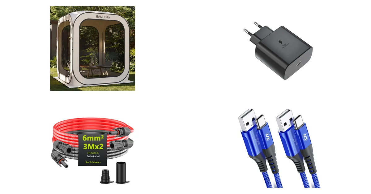 Amazon Blitzangebote 05.09.2026: East Oak Pop Up Zelt 2–3 Personen und 45W USB C Ladegerät
