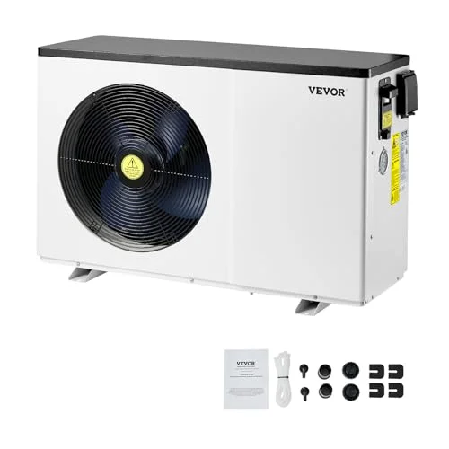 VEVOR Electric Pool Heat Pump, 2.51-11.38kW Heating Output, Energy Saving Variable Frequency Pool Heaters for 25-50m3 Above Ground Pools, Heating and Cooling Pool Water Heaters AC 220-240V 50Hz