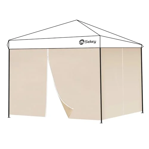 Sekey 2PCS Pavillon Seitenteile 3x3 Seitenwände für Pavillon 3x6 | 2 Türen, 210D Oxford-Gewebe, wasserdicht, winterfest, schnelle  einfache Befestigung, UV-Schutz 50+, Schwarz