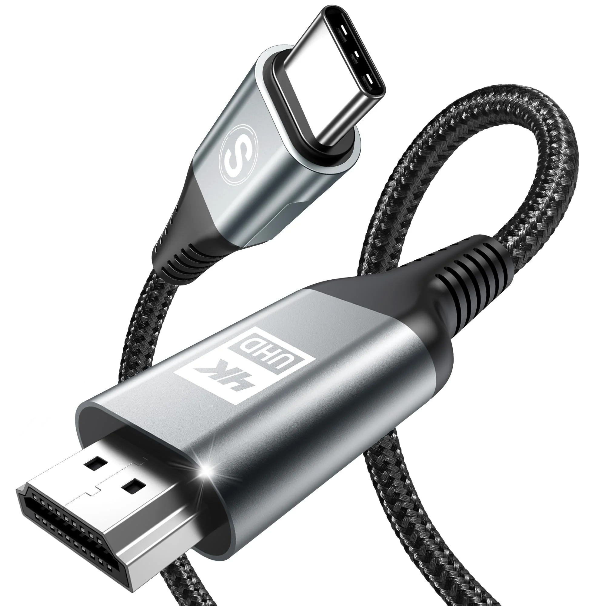 USB C auf HDMI Kabel 2M (4K@60Hz), USB Typ C zu HDMII 4K UHD Kabel Adapter Thunderbolt 5/4/3 Kompatibel für i Phone 17 16 15 Pro Max,MacBookPro/Air,iMac,iPad,Samsung S26 S25 zu S20,Surface,Dell,HP etc
