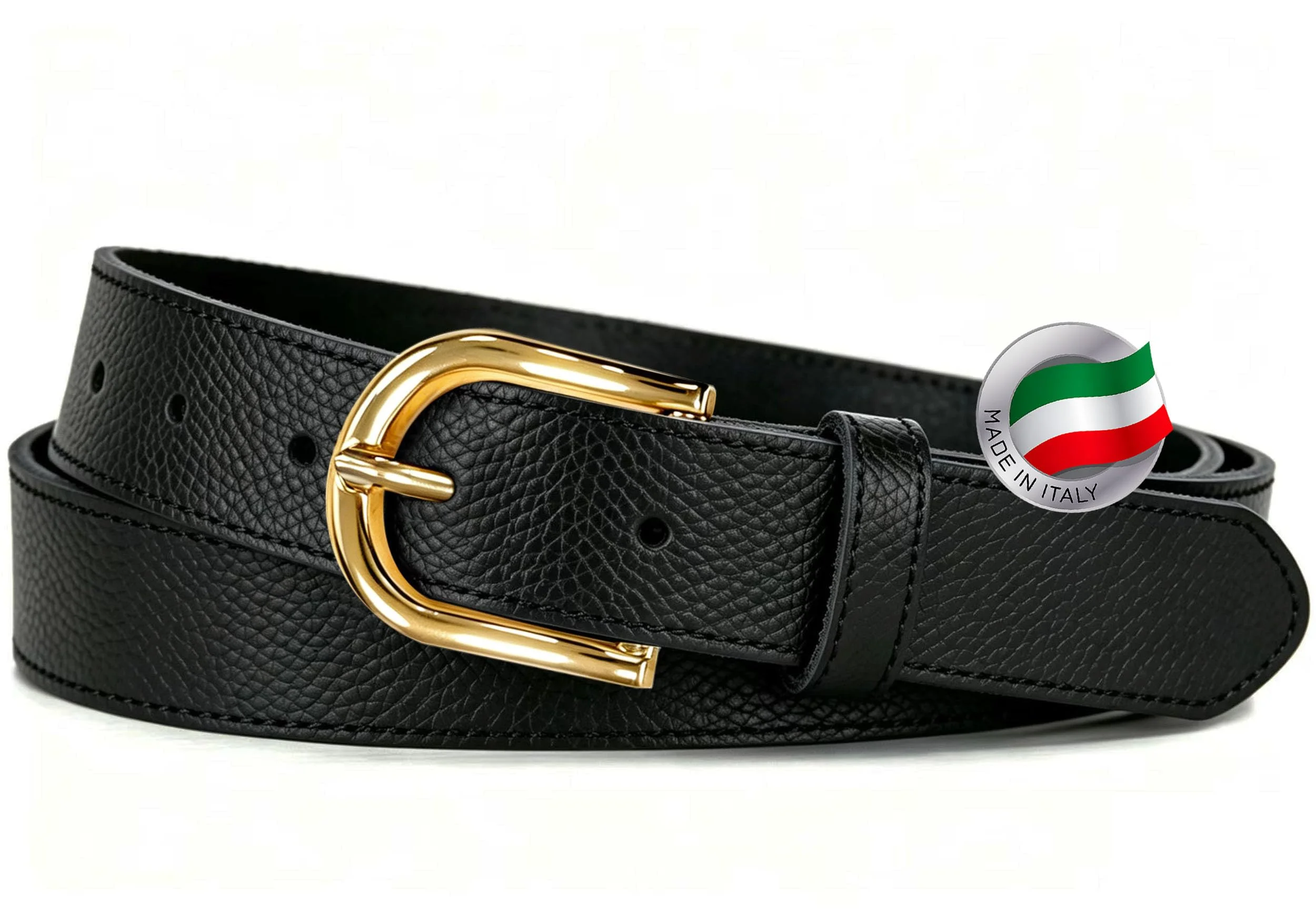 FOMAX Ledergürtel Made in Italy Handgemacht, Echtleder 3cm Breit | Gekörnt Leder Vollledergürtel für Damen Herren, Gürtel für Jeans Hosen Kleider Mode Nette Taille, Genarbter