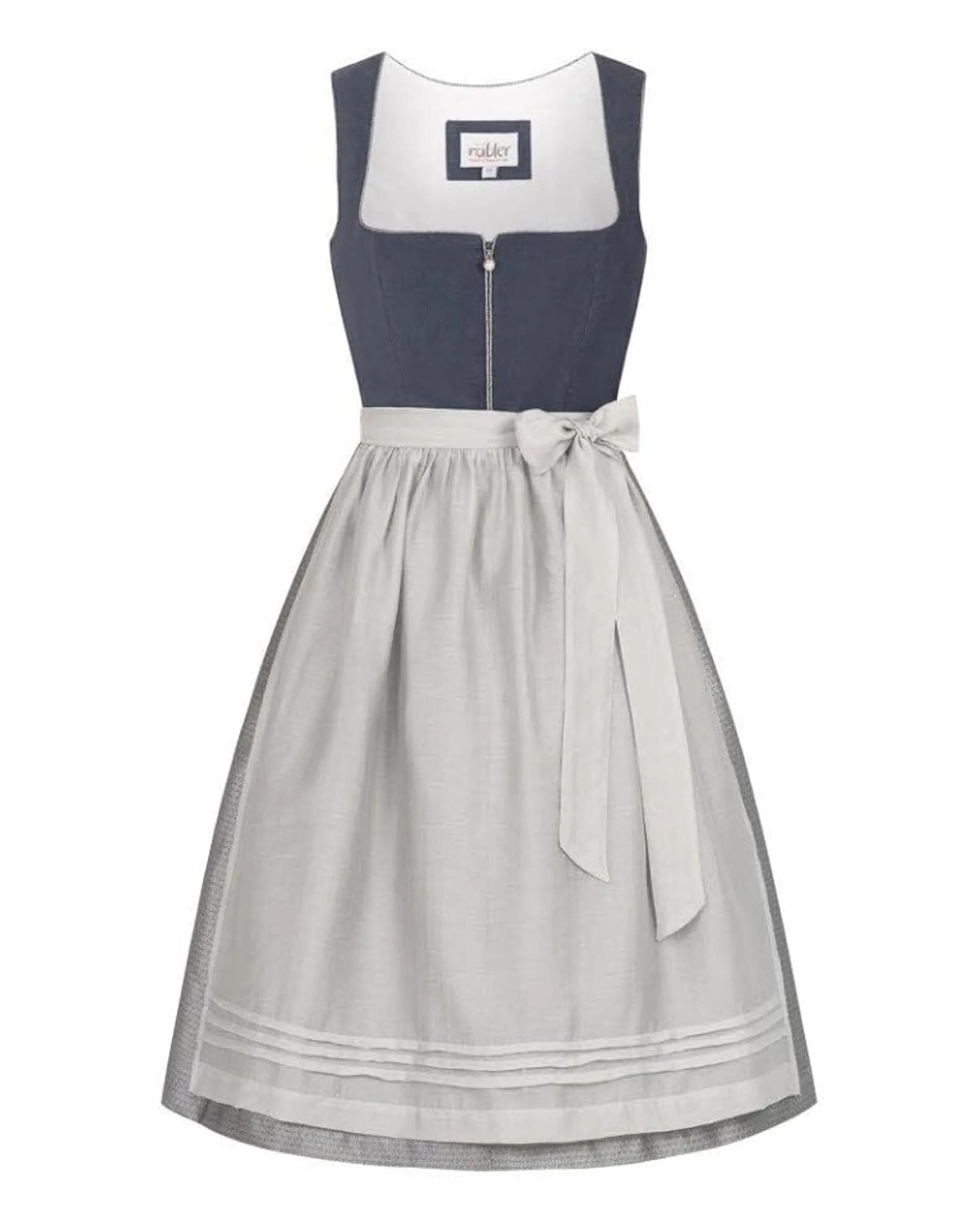 Nübler Damen Dirndl Katharina I Größen 30-48 I Midi-Dirndl mit Rocklänge 70 cm & passender Schürze I Festliches Trachtenkleid mit modernem Schnitt & dezenten Details I Ideal für Festlichkeiten