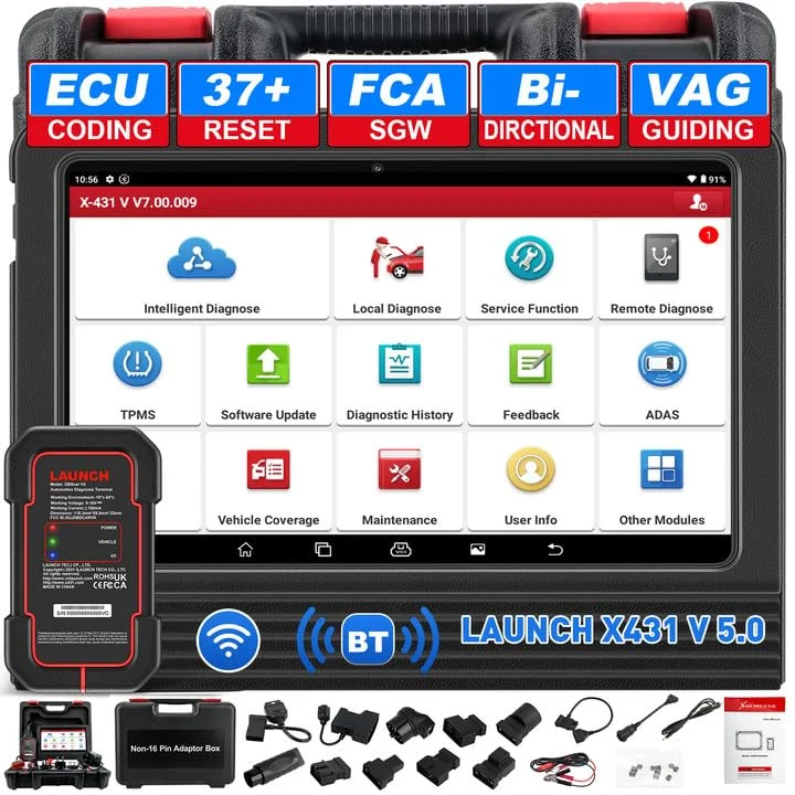 LAUNCH X431 V PRO 5.0 obd2 OBD2 Diagnosegerät OE-Level Alle System,ECU-Codierung mit 37+ Rücksetzfunktion, ABS-Entlüftungsbremse, Ölrückstellung, EPB, SAS, DPF, BMS, SRS, TPMS…
