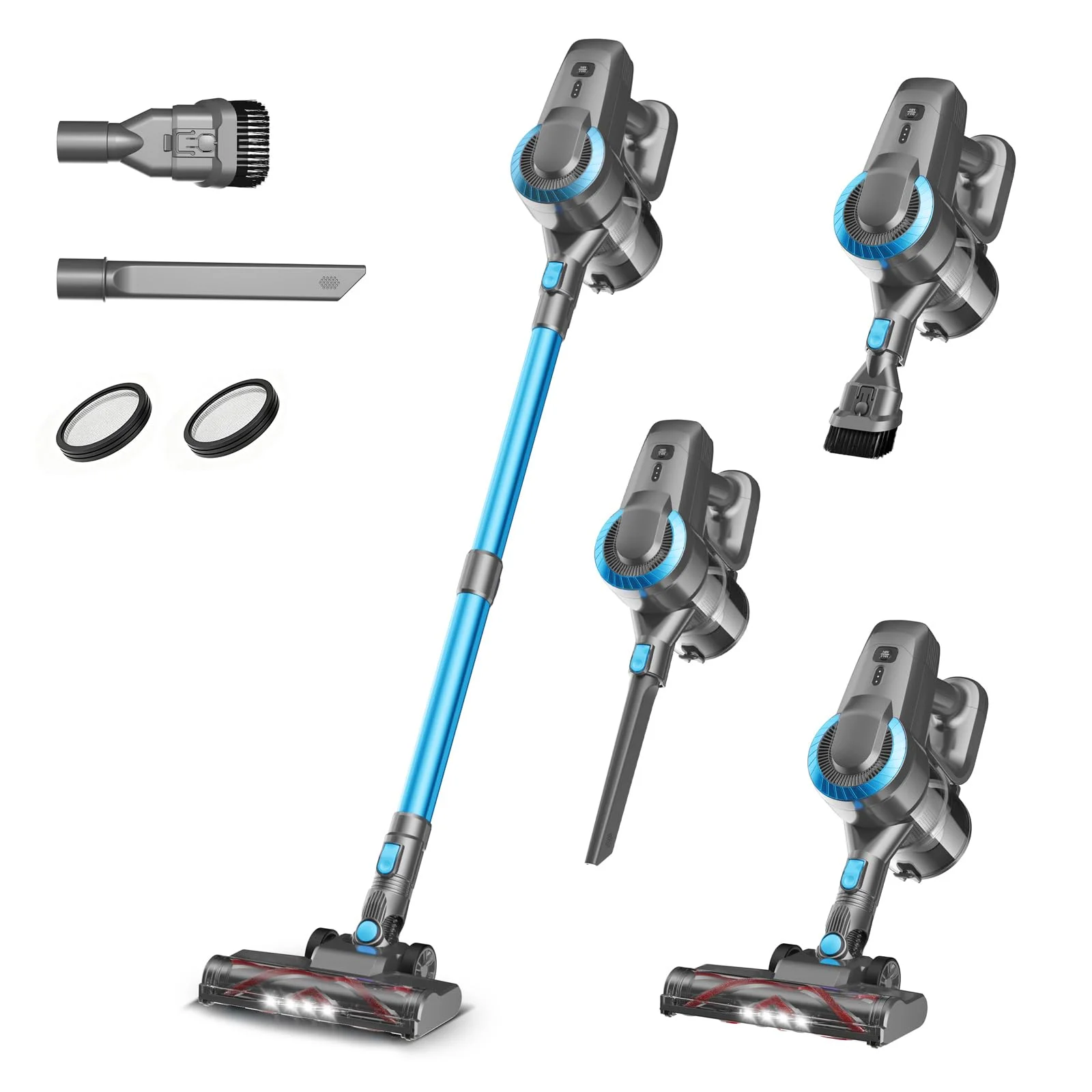 Remaldety Akku Staubsauger, 30000Pa/55Min Staubsauger Kabellos | Anti-Tangle-Bürste und Selbststehend, Ultraleichter Handstaubsauger akku vacuum cleaner Stielstaubsauger