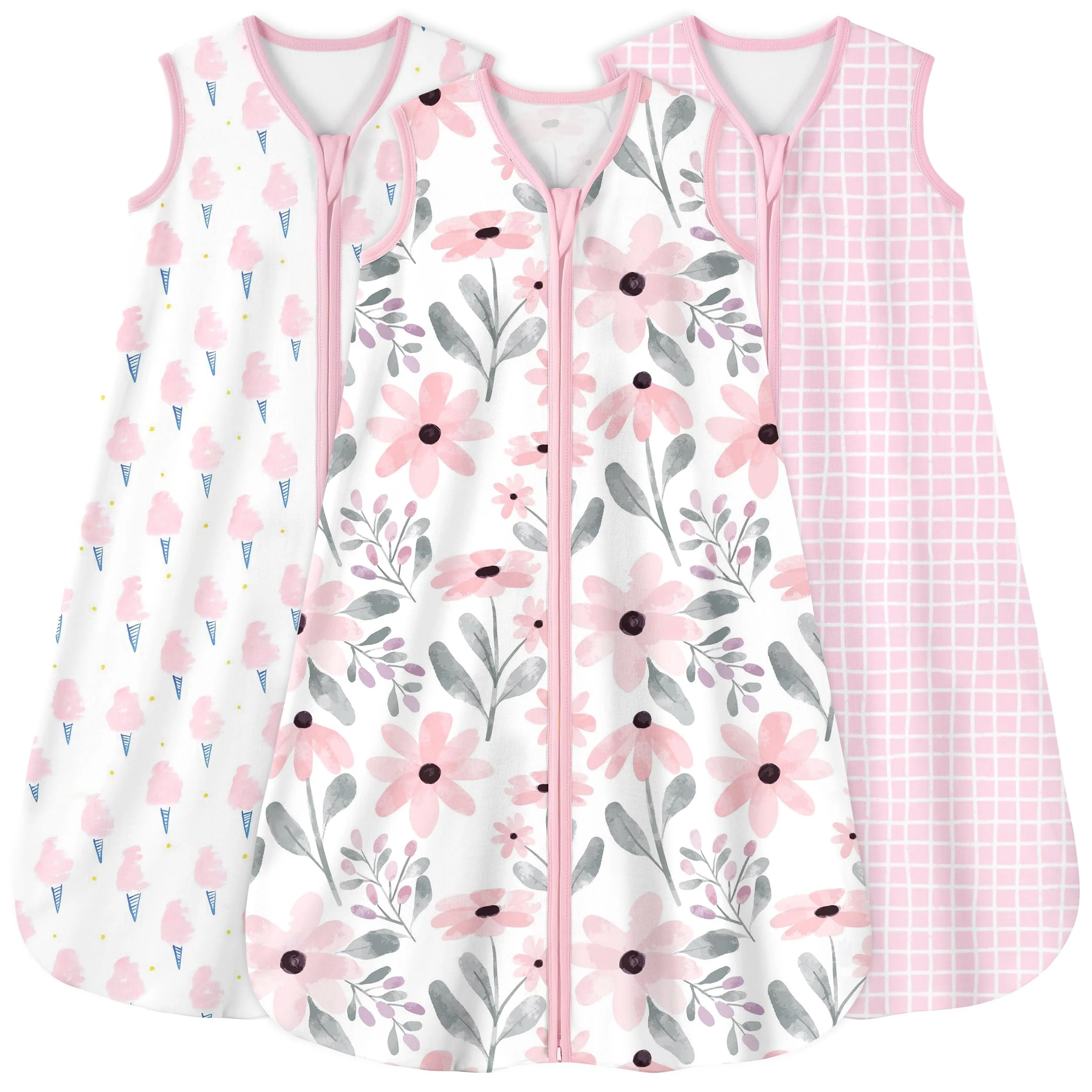 Yoofoss Schlafsack Baby Sommer 0.5 Tog - 3er Pack 67cm/0-6 Monate 100% Baumwolle Sommerschlafsack Babyschlafsack für Jungen Mädchen Neugeborene