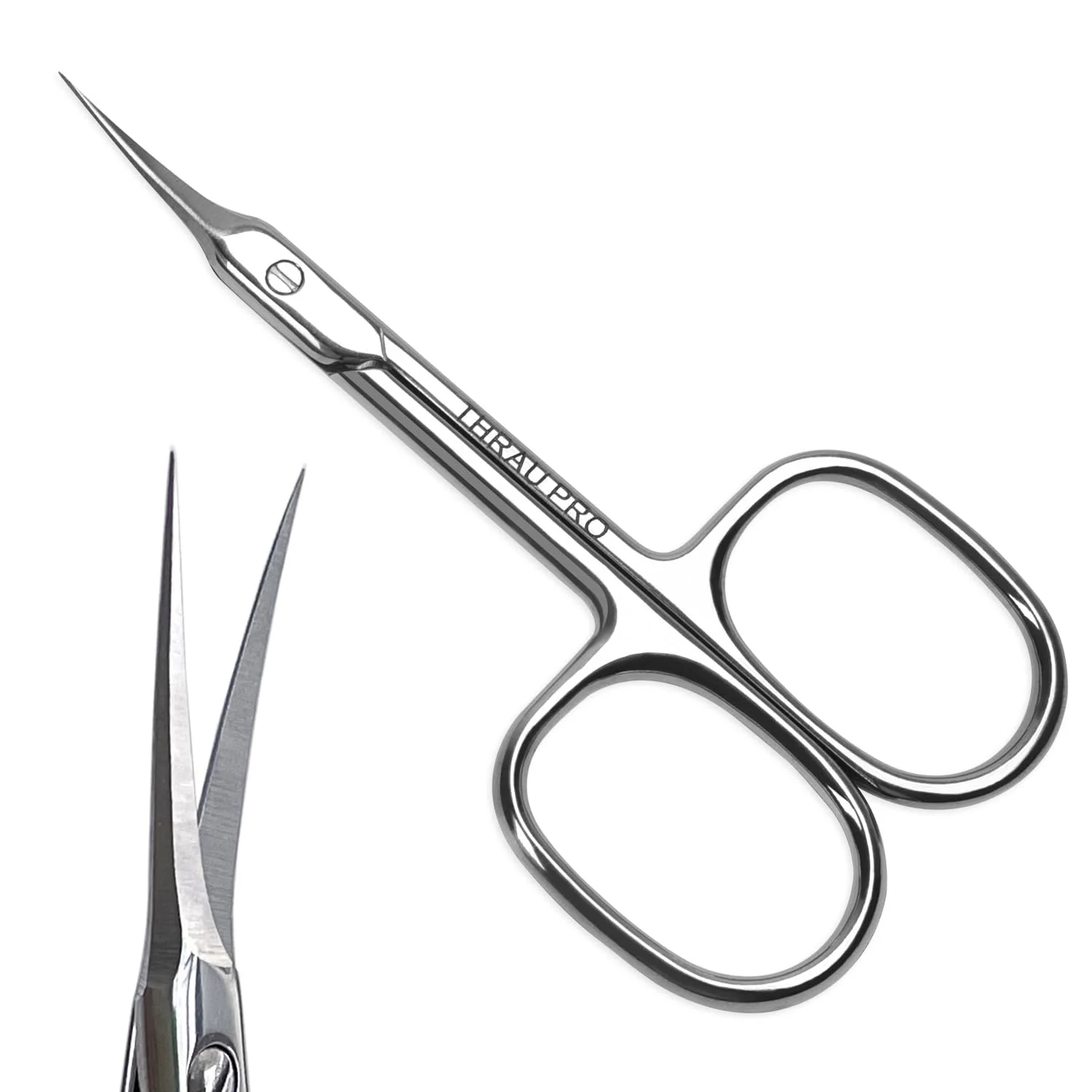 THRAU Ultra-Präzise Nagelhautschere - Ideal für die Pflege der Nagelhaut | Behandlung von Hornhaut, Korrektur von eingerissenen Nägeln und Augenbrauenpflege (95 mm)