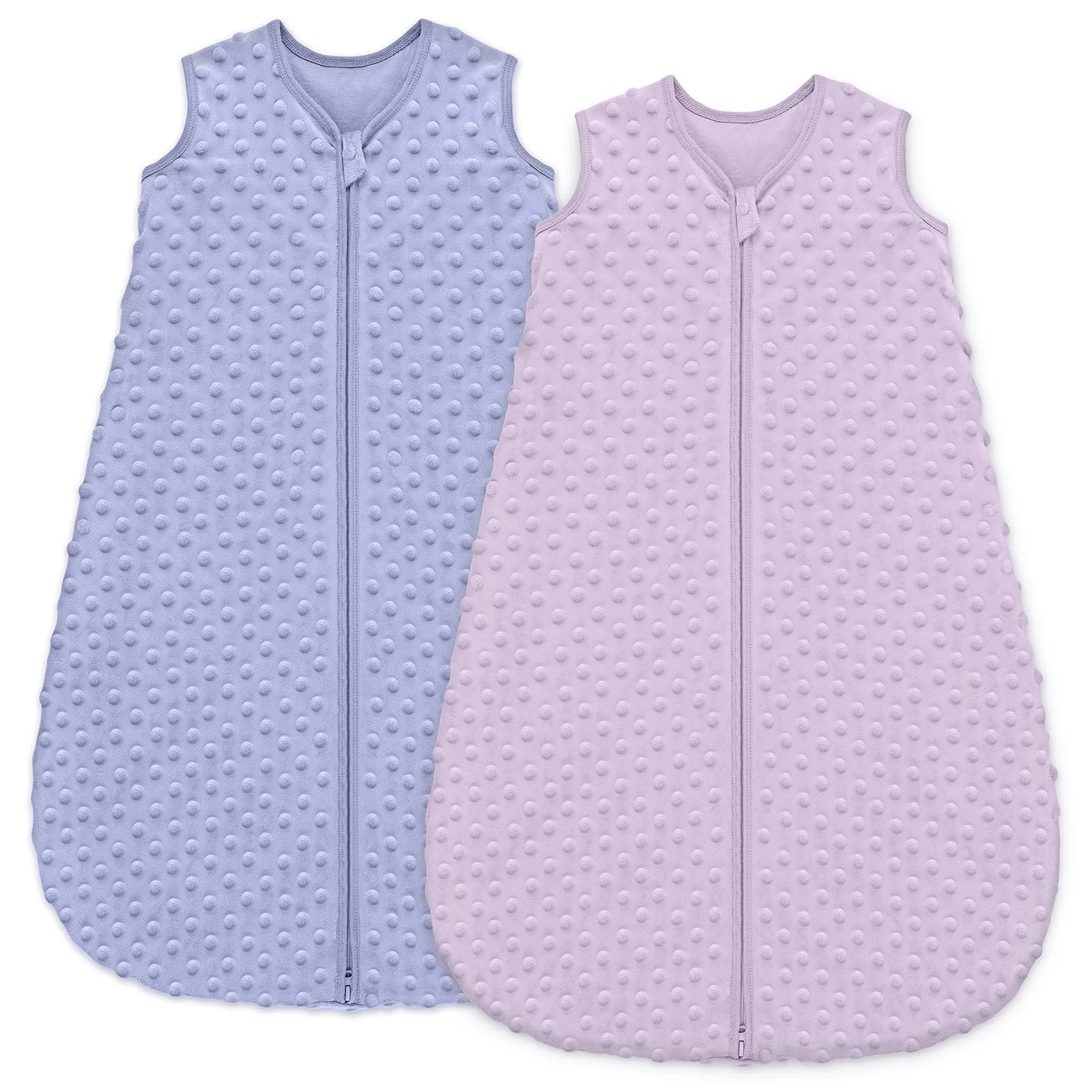 Unnivoll Schlafsack Baby 1.5 Tog Babyschlafsack 0-6 Monate 2er Pack Schlafsack Winter Herbst 67 cm für Jungen Mädchen Neugeborene Taro Lila