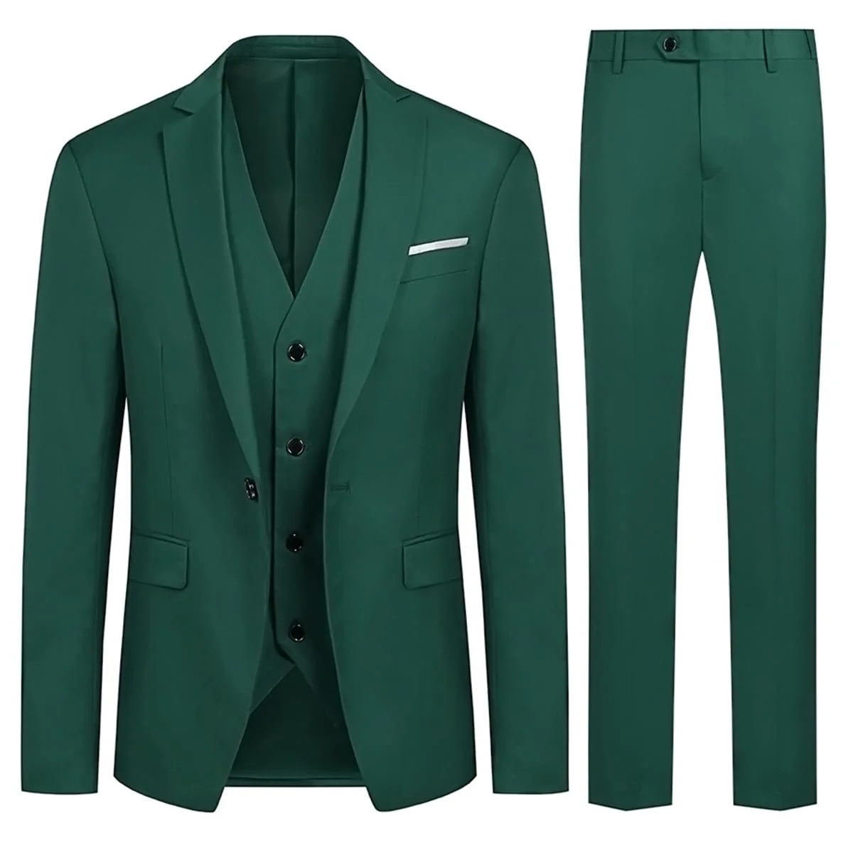 Allthemen Herren Anzug 3 Teilig Slim Fit Anzüge Business Hochzeit Modern | Sakko Hose Weste, Formelle Arbeit, 1 Knopf, Revers, Einfarbig, Einreihiger, Smoking, Komplett Set, Elegant