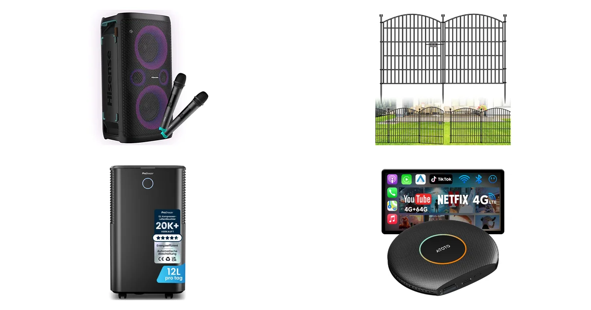 Heißeste Deals des Tages am 08.09.2026: Hisense Party Storm 1 & Gartenzaun 7,7 m Rabatt