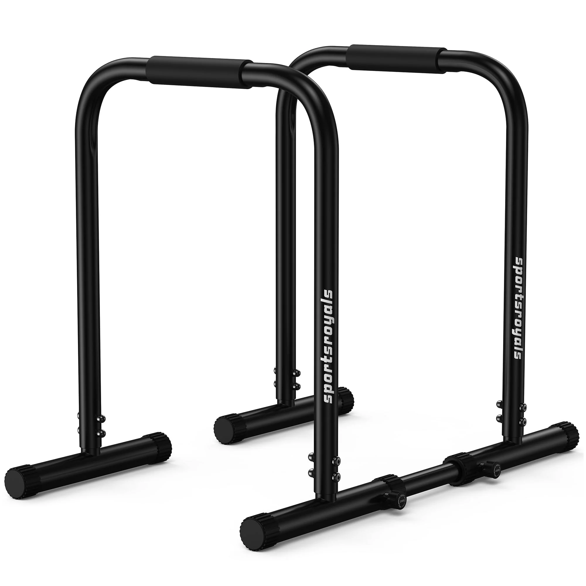 SPORTSROYALS Dip Barren Testsieger für Heimgym & Calisthenics Equipment | Stabil Dip Stange, 400 kg Tragkraft, Doppel‑Sicherung, Höhe & Breite verstellbar, Schaumstoff‑Griffe, Für ganze Familie