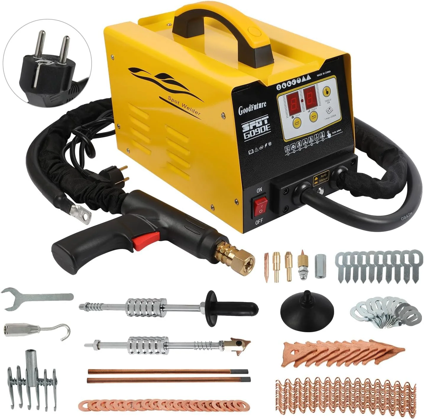 PLAYOCCAR 220V Karosserie Ausbeulspotter, 3000W Spot Dent Puller Schweißer, Karosseriebolzenschweißmaschine Multispot Bonnet Door Repair Tool Kit.
