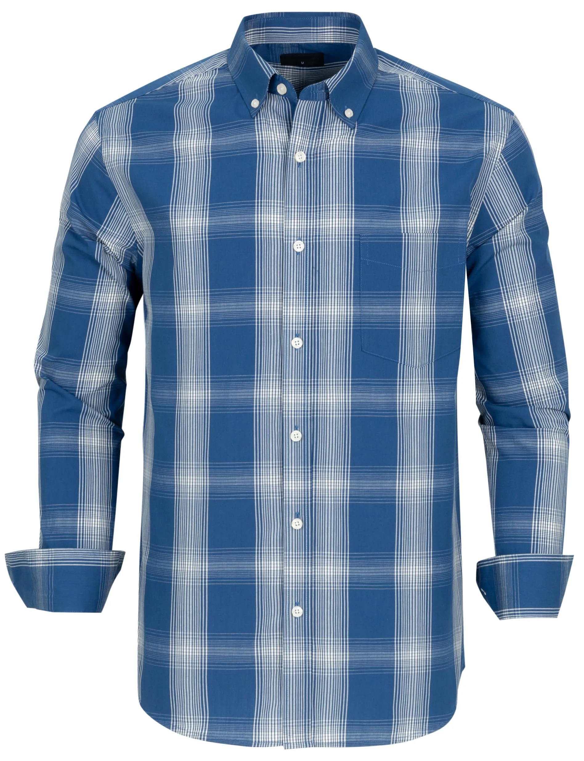 Herren Kariertes Hemd Langarm Button Down Freizeithemd Regular Fit Casual Business Shirt