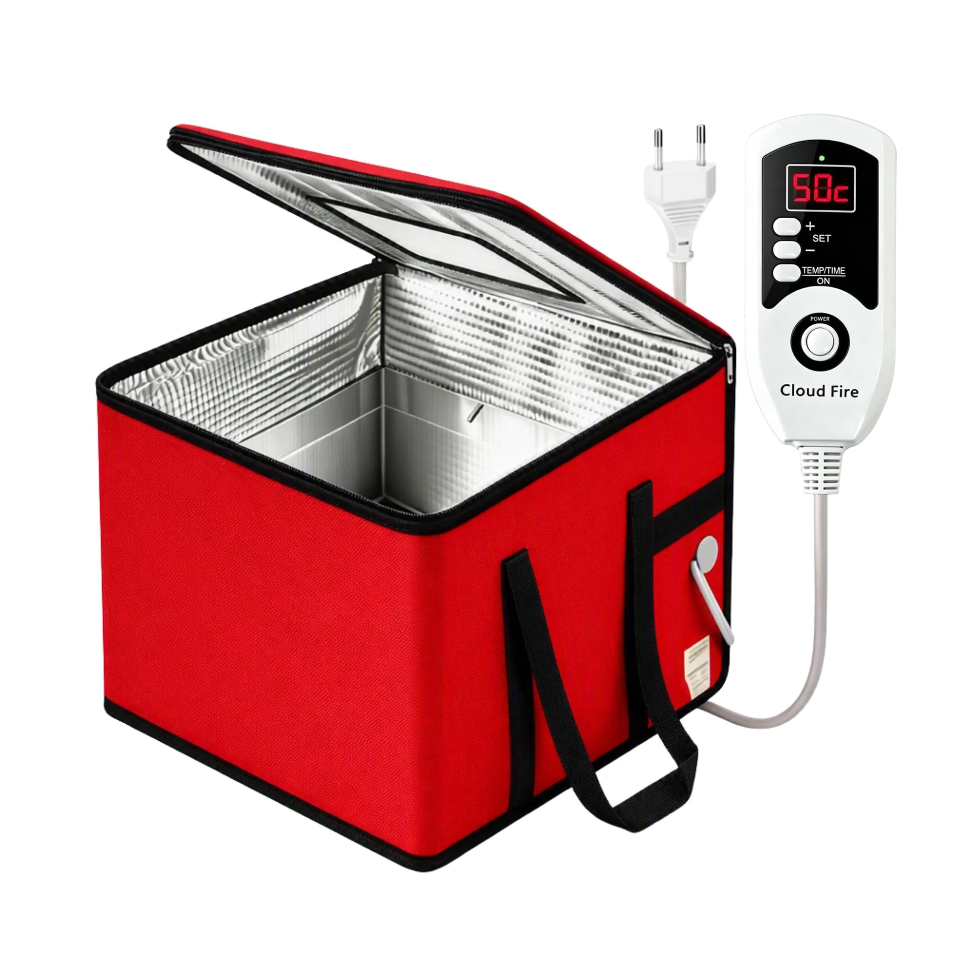 Cloud Fire Faltbare Teiggärbox,Temperatureinstellung Gärbox mit Deckel,Abnehmbarer Multifunktions -Gärschrank für Zuhause, Brot, PizzaJoghurt, Reiswein(Rot, mittel)
