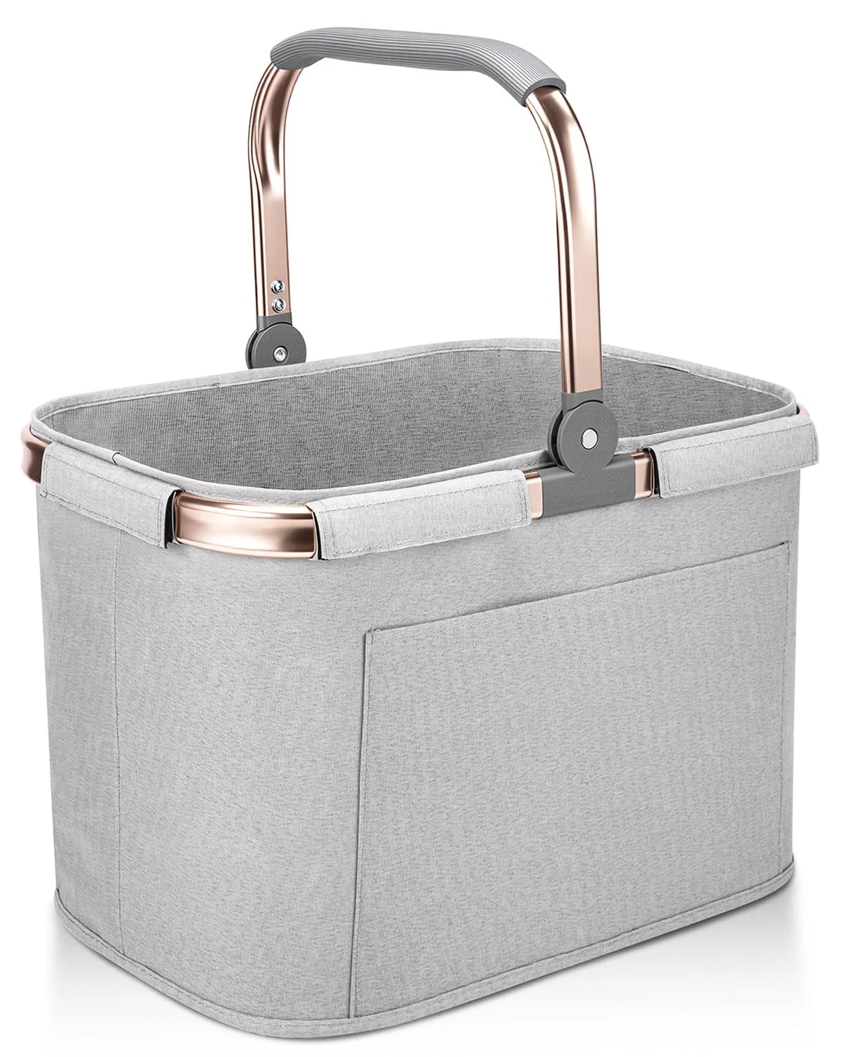 30L Einkaufskorb Faltbar Stabil Groß Tragekorb Picknickkorb Klappkorb Einkaufstasche mit Aluminiumgriff Große Einkaufskörbe(40x28x27cm) mit 4pcs Stützstangen Für Reisen, Picknick, Einkaufen