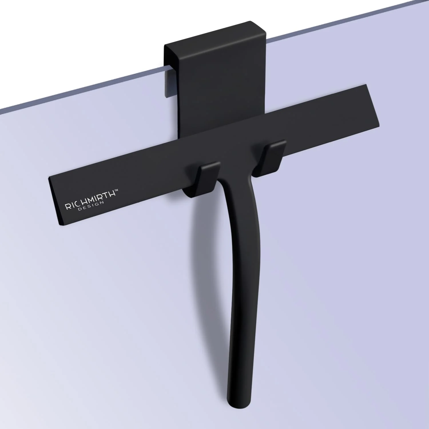 RICHMIRTH Duschabzieher Set 23 cm - Silikon Duschwischer Fensterabzieher Badezimmerwischer Glasabzieher Dusche mit Edelstahl (schwarz)