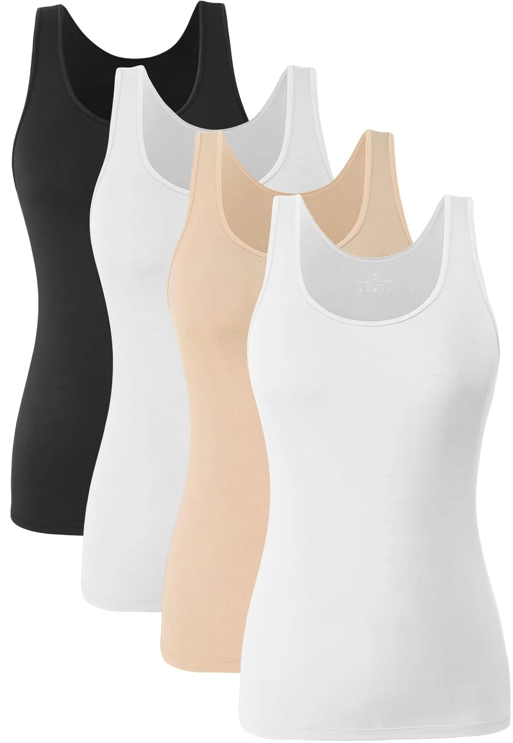 Knuffnee Damen Stretch Unterhemd Basic Tank Tops Workout Unterhemden Tops 4er Pack