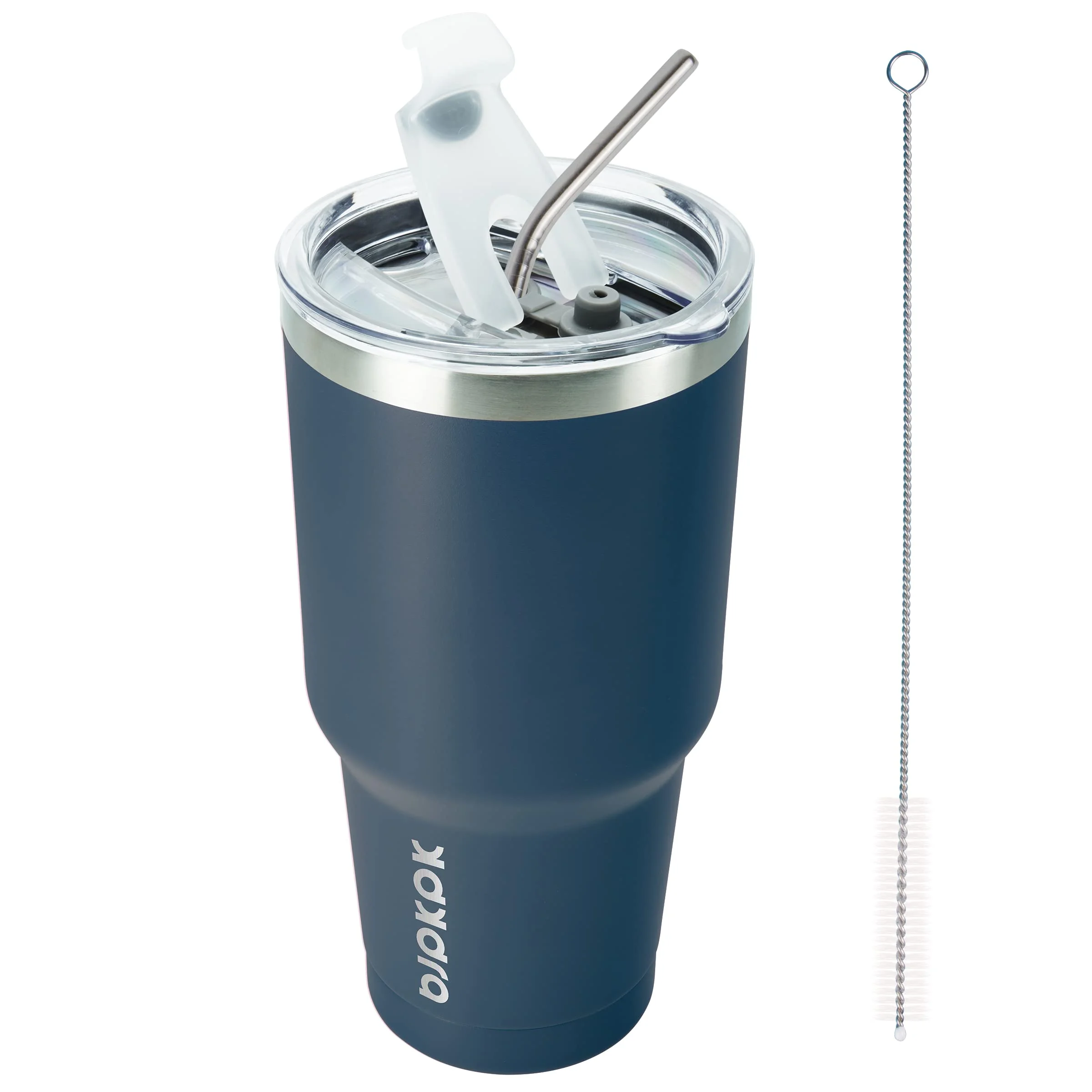 BJPKPK 900ml Stainless Steel Tumbler with Lid and Straw | Light pink, stainless steel, double-walled vacuum insulated, leak-proof, BPA-free, fits in cup holders, ideal for travel