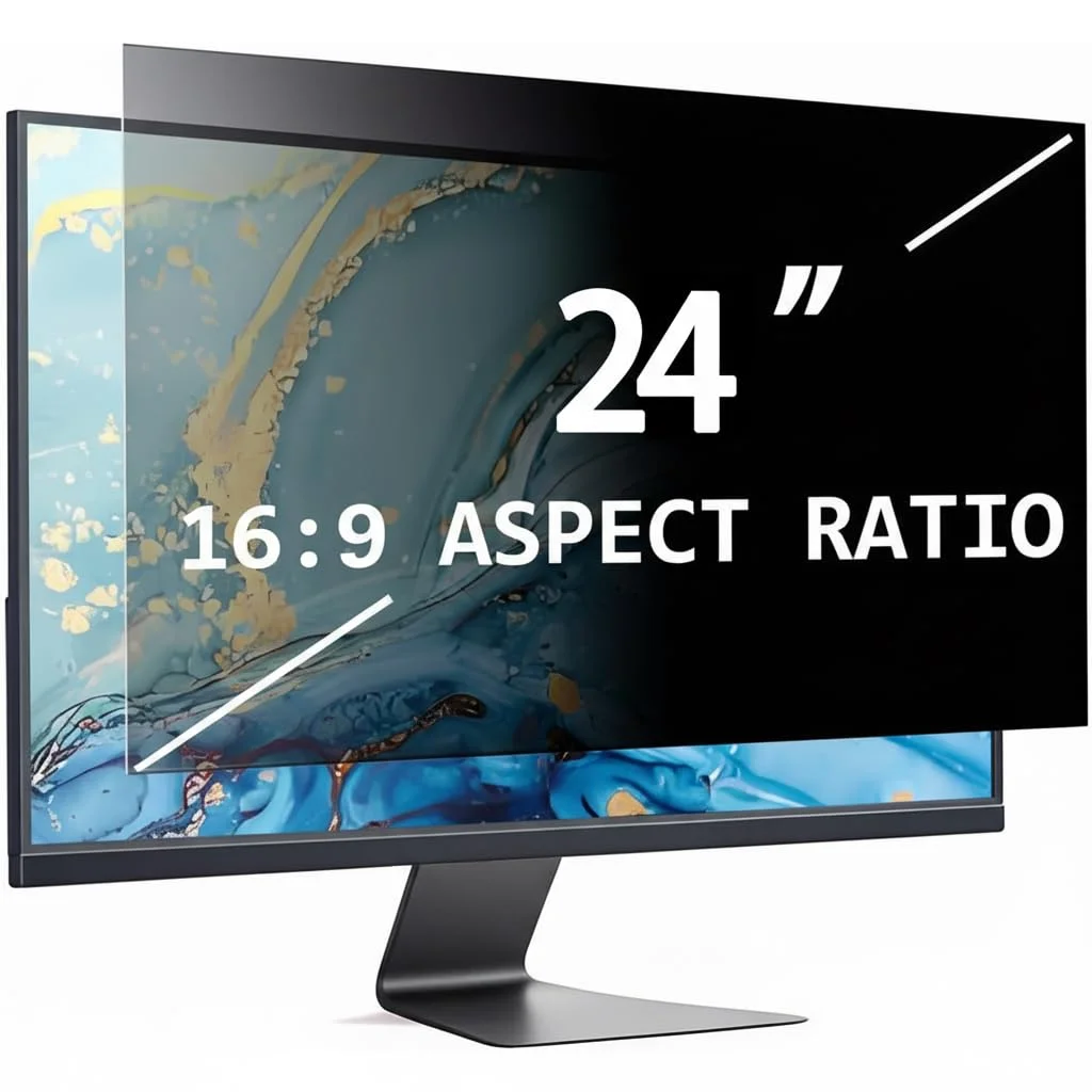 DBDDZD 24 Zoll 16:9 Monitor Blickschutzfilter Sichtschutzfolie | Anti-Blaulicht & blendfrei, abnehmbar kratzfest, doppelseitig, kompatibel mit flachen & gebogenen Monitoren