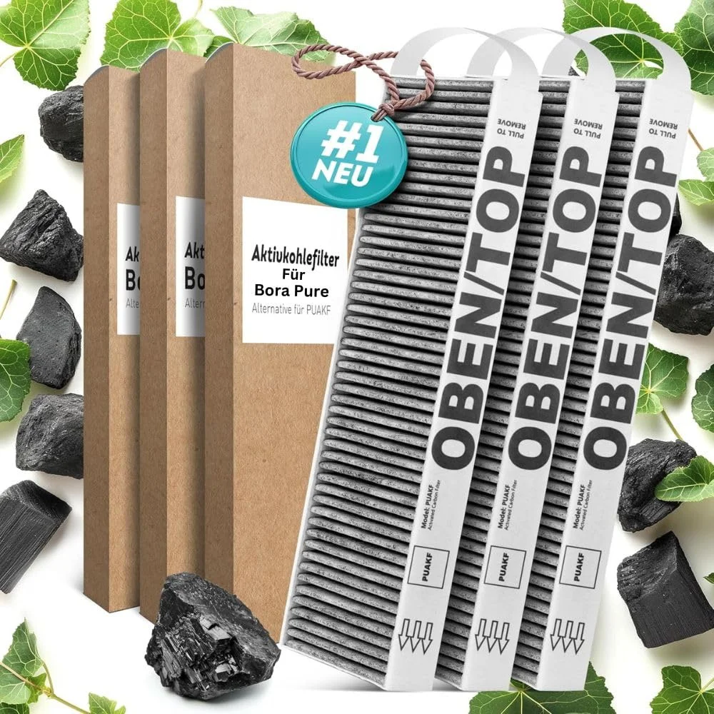 KF3TEC® Aktivkohlefilter-Set (3 Filter) für Bora Pure Puakf, für Ihr Umluftkochfeld PURU oder PUXU