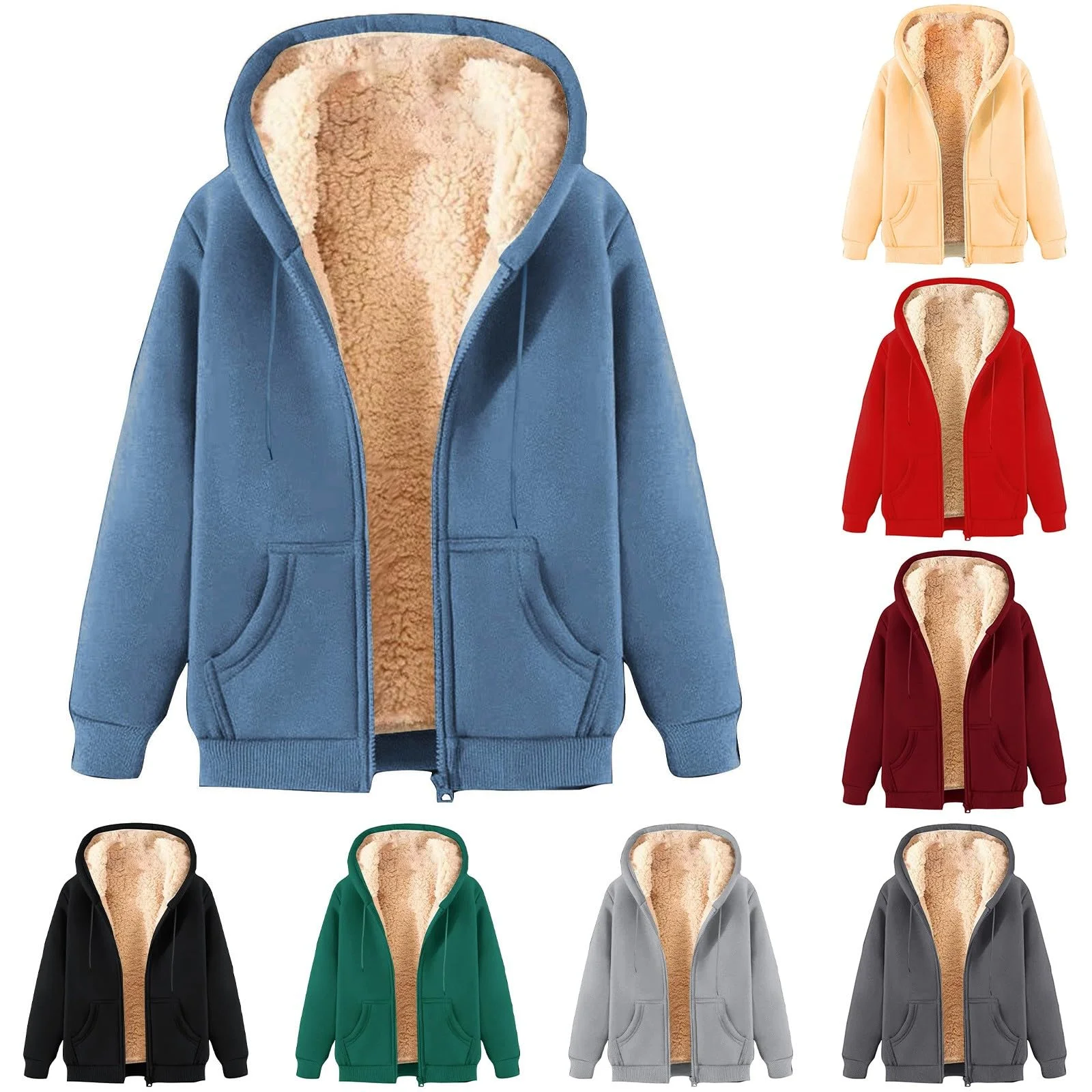 Herren Sweatjacke mit Kapuze Warm Winterjacke Damen Gefüttert Zip Hoodie | Fleece Sweatshirt Jacke Kapuzenjacke Casual Kapuzenpullover Fleecejacke Dicke Teddyfleece Freizeitjacke für Herbst Winter