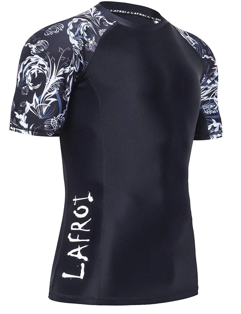 LAFROI Herren-Rashguard mit kurzen Ärmeln, LSF 50+, Basisschicht, Kompressionshirt