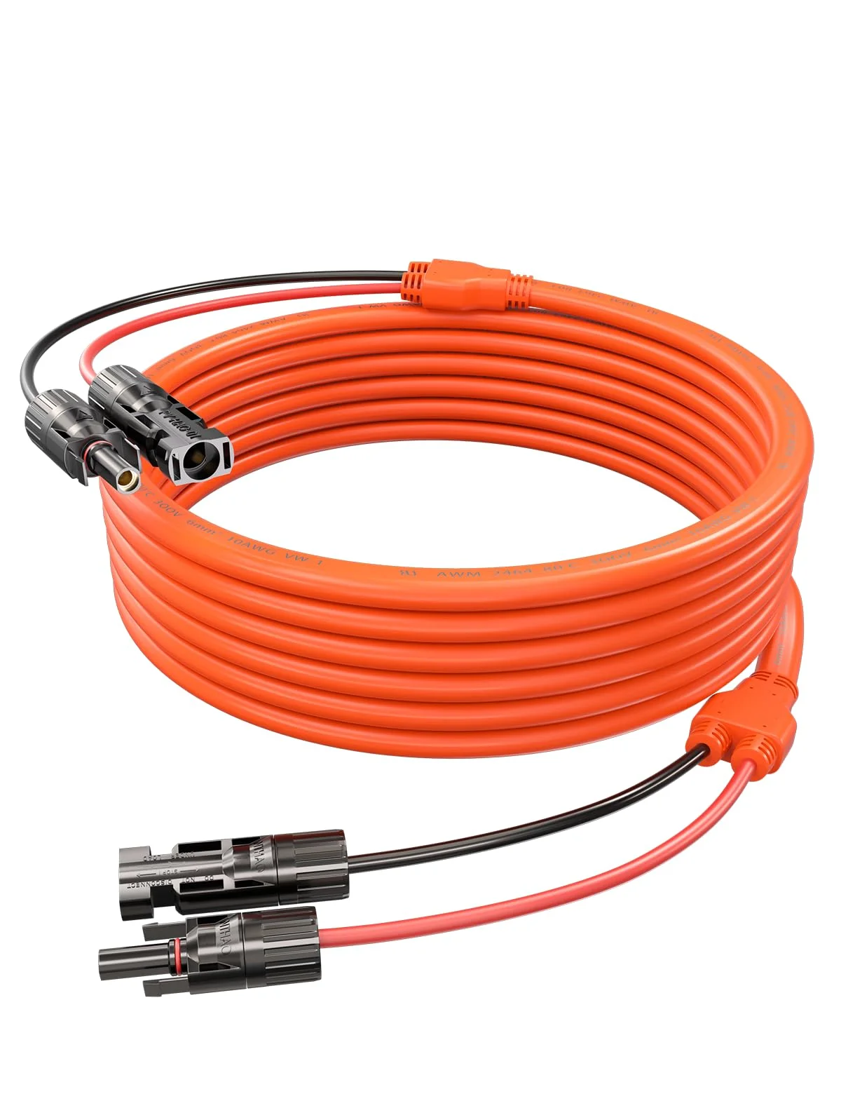 Tonton Solarkabel 6mm² 6Meter 10AWG Verlängerung, Solarpanel Verlängerungskabel mit Buchse und Stecker, Solar Steckverbindern, Wasserdichtes PV Kabel für Haus, Wohnmobil und Solaranlagen (6mm²6M)