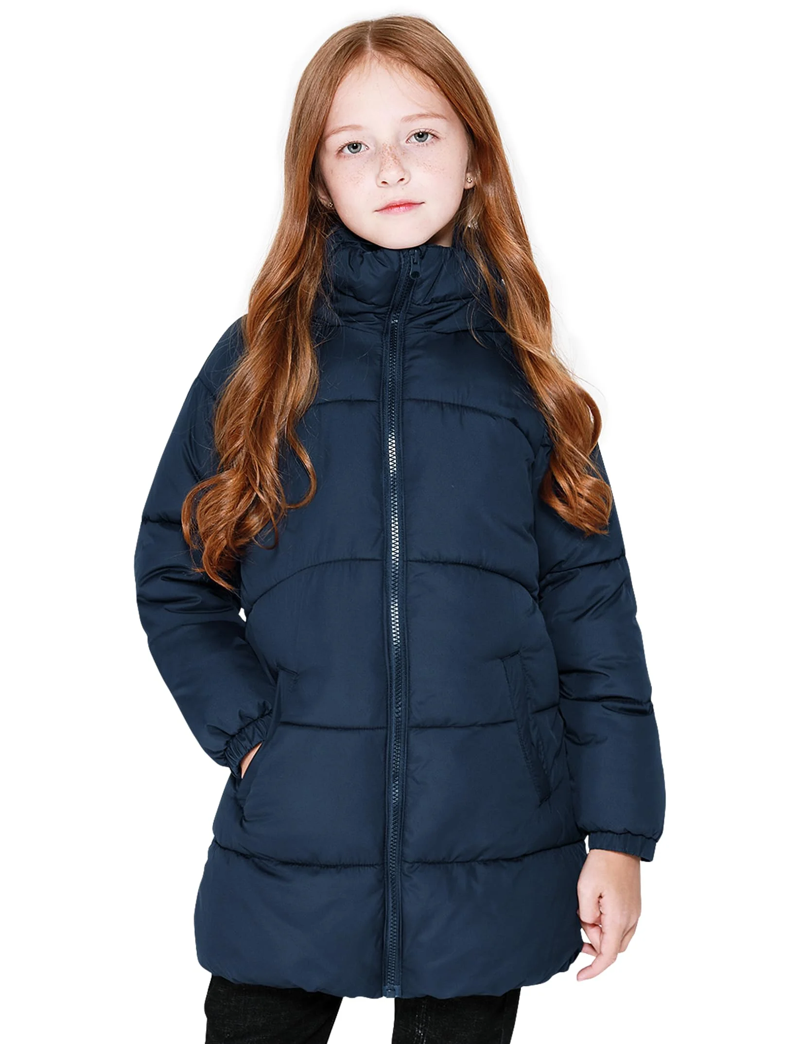 maoo garden Mädchen Winter Langer Puffer Leichter Mantel Dick gepolstert Weiches Fleece Jacke mit Kapuze